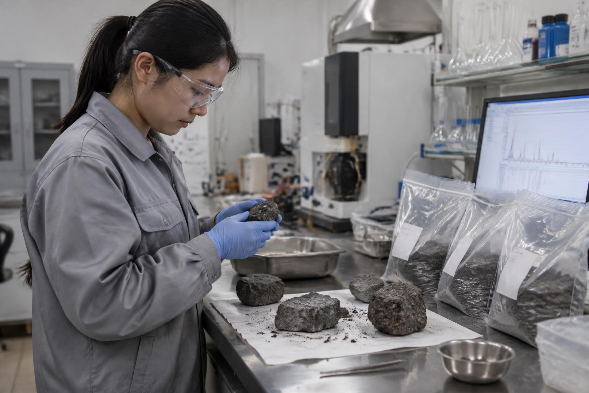 Laboratório de análises e testes de materiais minerais